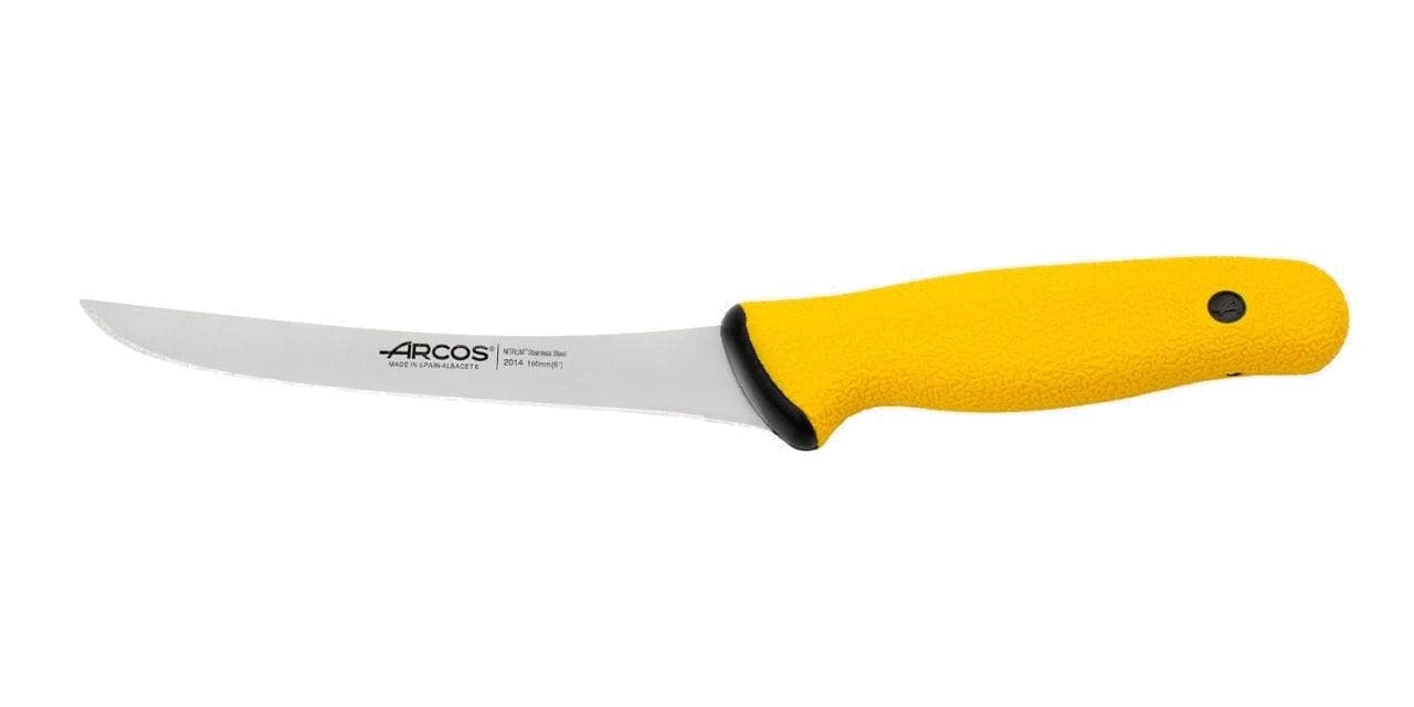 Cuchillo deshuesador 160 mm punta normal rígido, mango amarillo