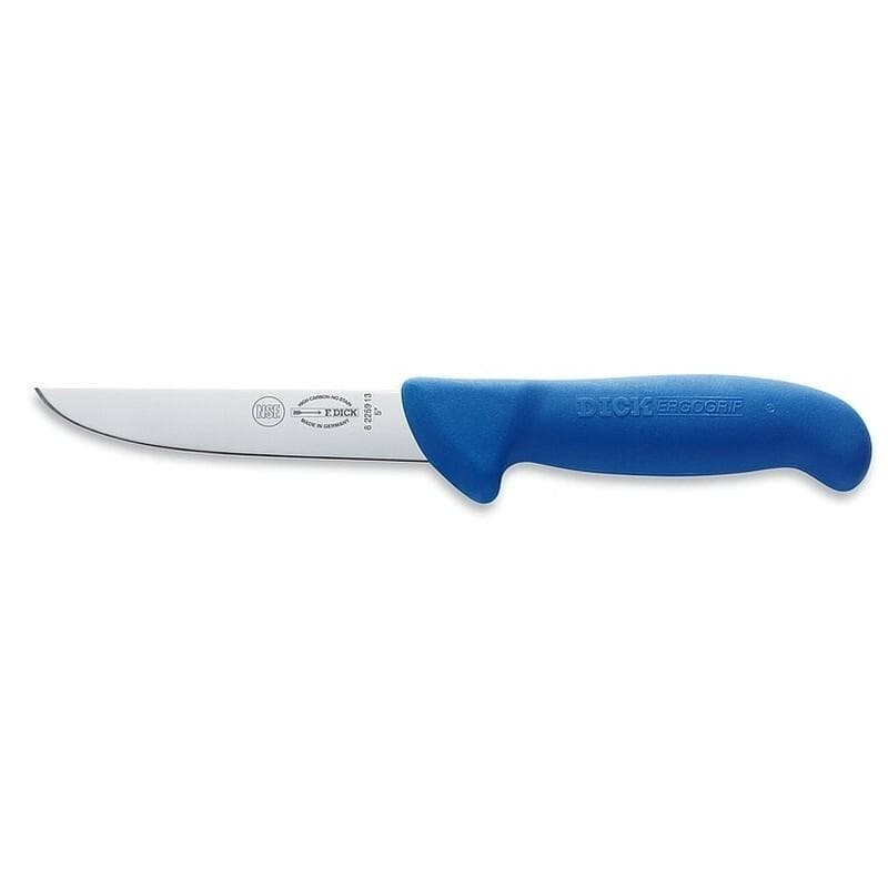 Cuchillo deshuesador hoja ancha rígido 13 cm, mango azul
